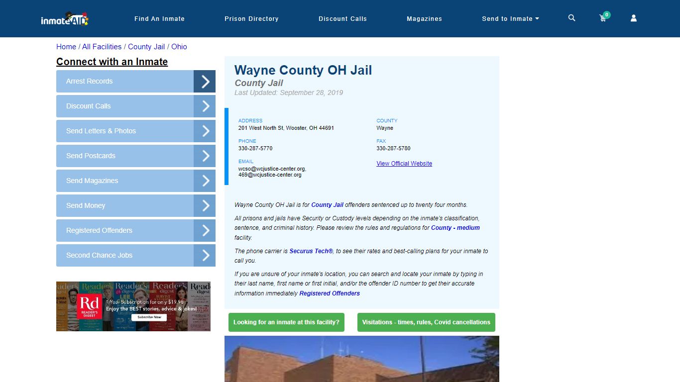 Wayne County OH Jail - Inmate Locator - Wooster, OH