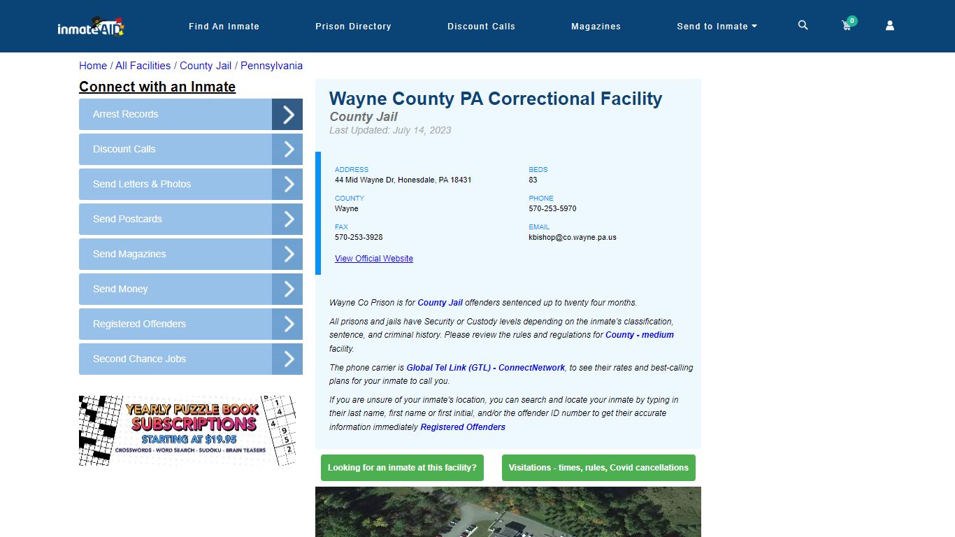 Wayne County PA Correctional Facility - Inmate Locator - Honesdale, PA