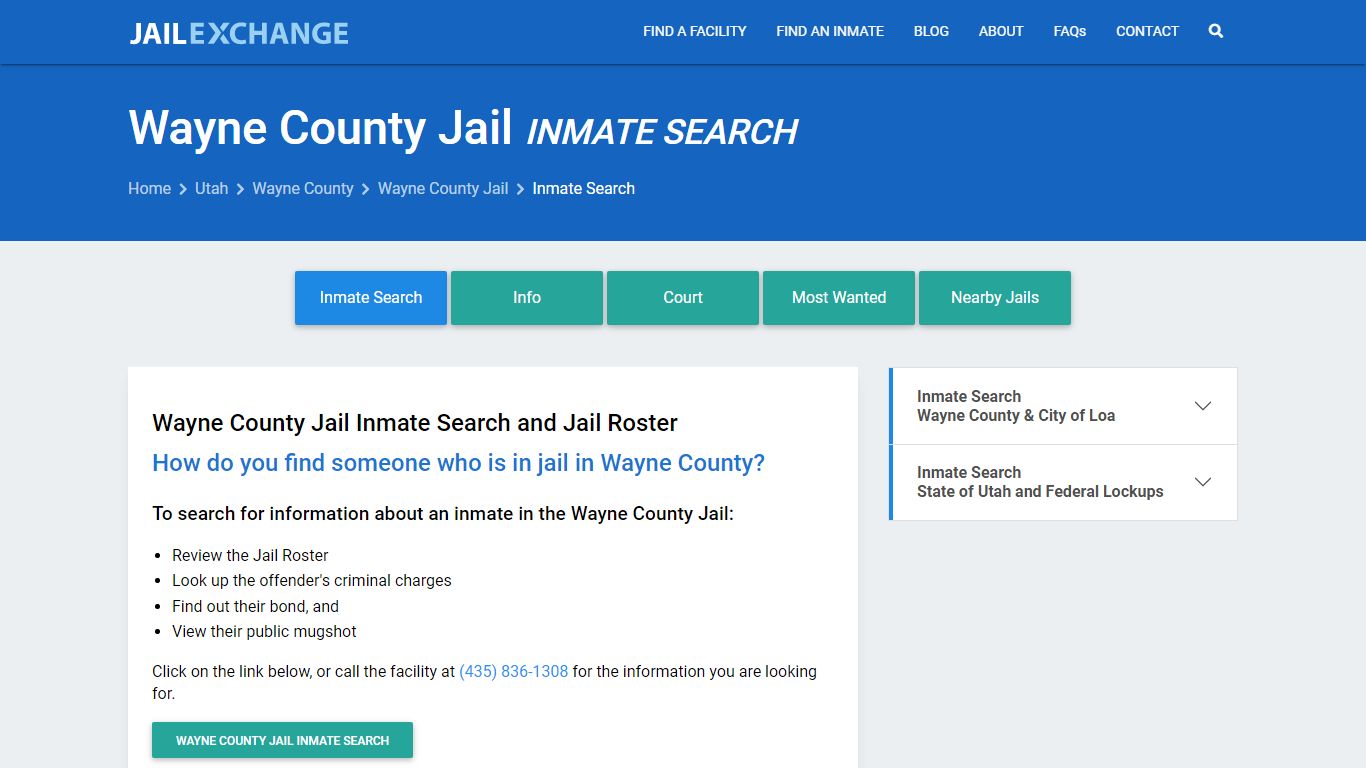 Inmate Search: Roster & Mugshots - Wayne County Jail, UT