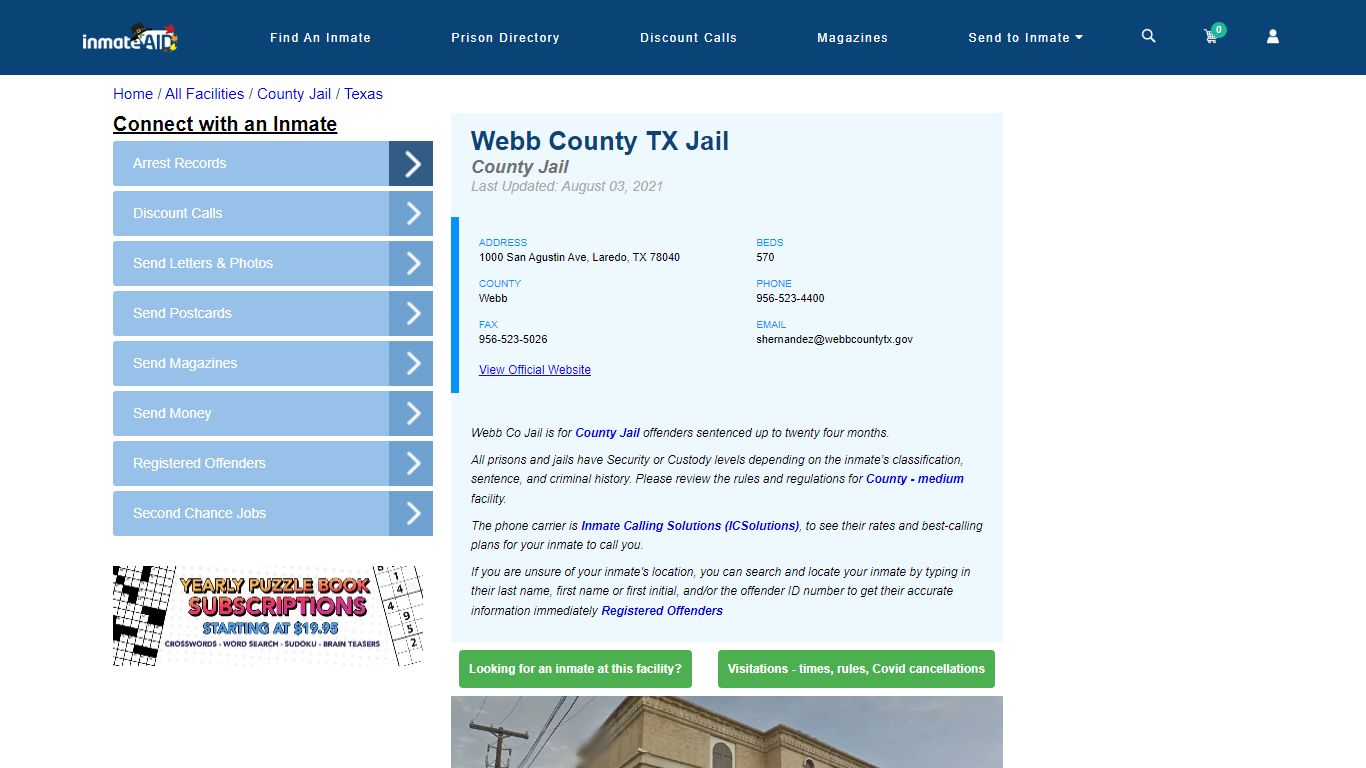 Webb County TX Jail - Inmate Locator - Laredo, TX