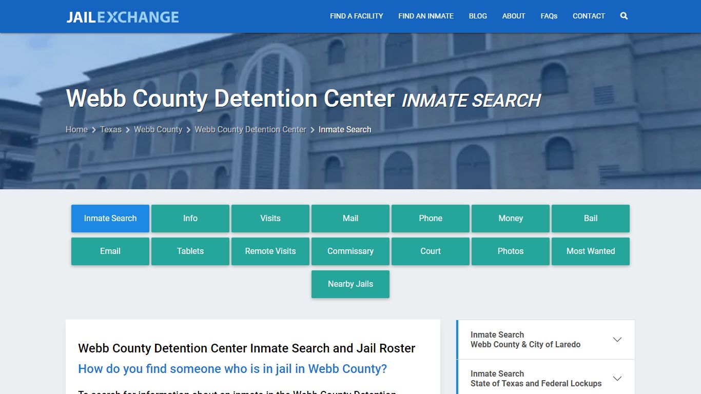 Webb County Detention Center Inmate Search - Jail Exchange