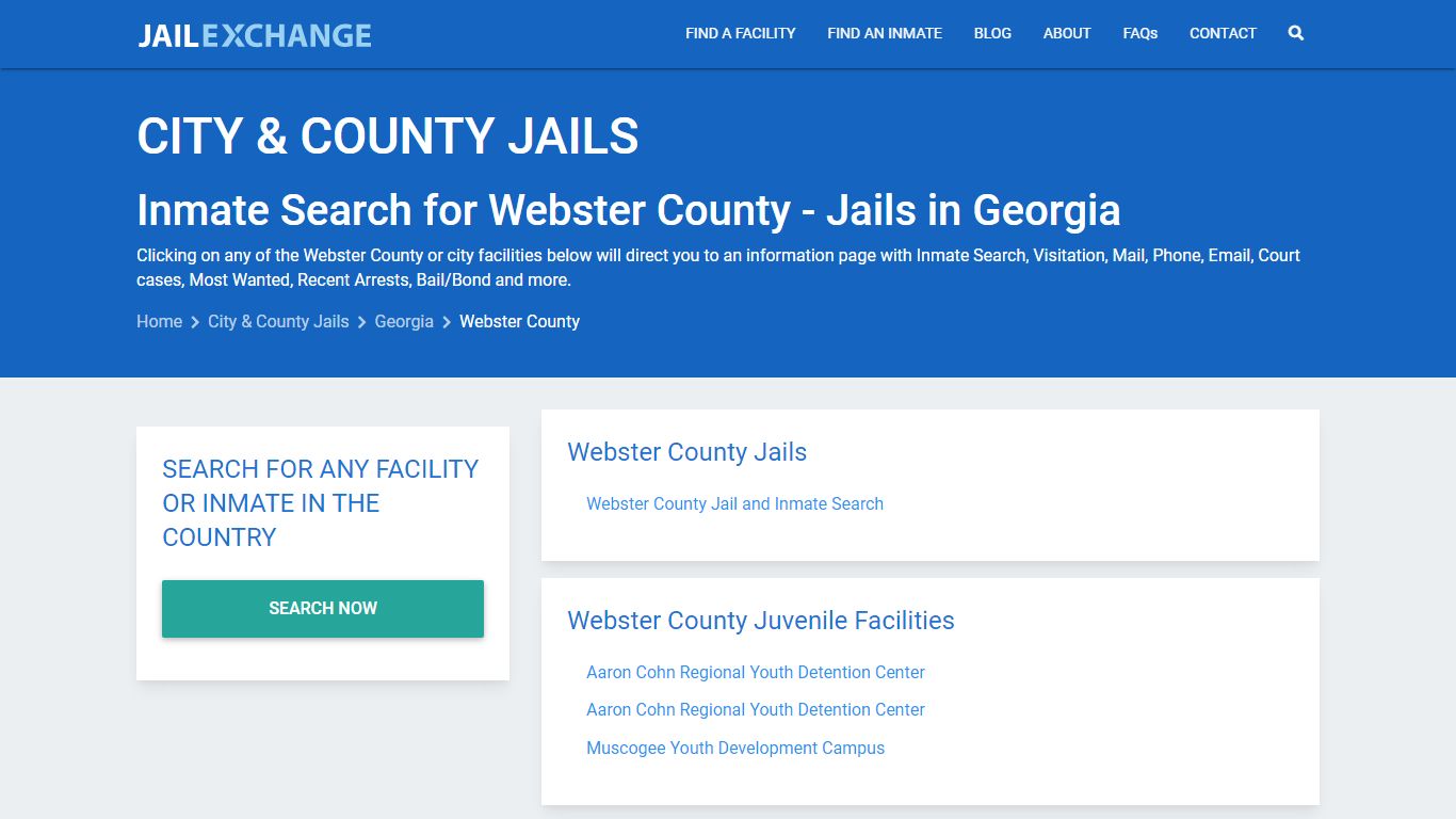 Inmate Search for Webster County | Jails in Georgia - Jail Exchange