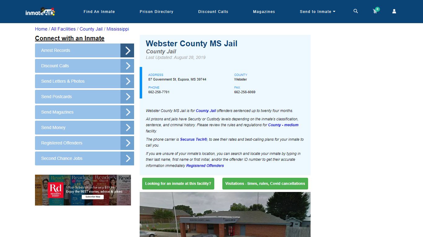 Webster County MS Jail - Inmate Locator - Eupora, MS