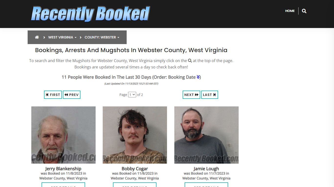 Bookings, Arrests and Mugshots in Webster County, West Virginia