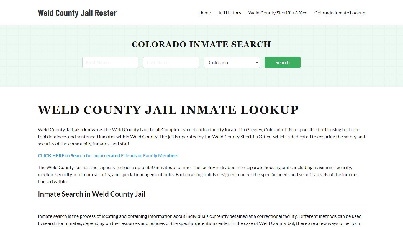 Weld County Jail Roster Lookup, CO, Inmate Search