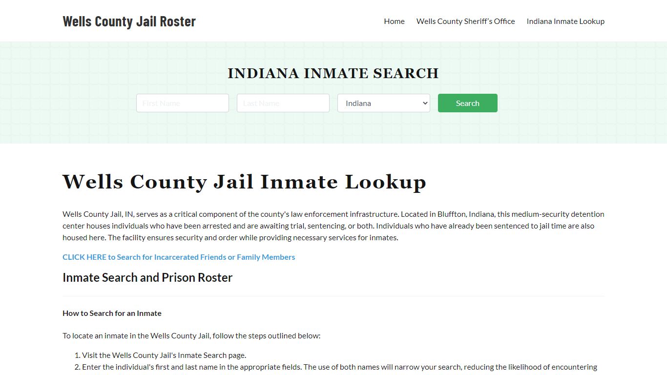 Wells County Jail Roster Lookup, IN, Inmate Search
