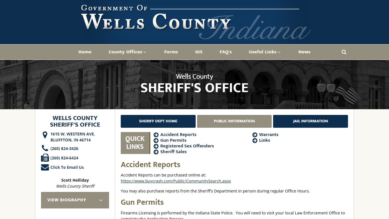 Sheriff's Office - Public Information - Wells County Indiana