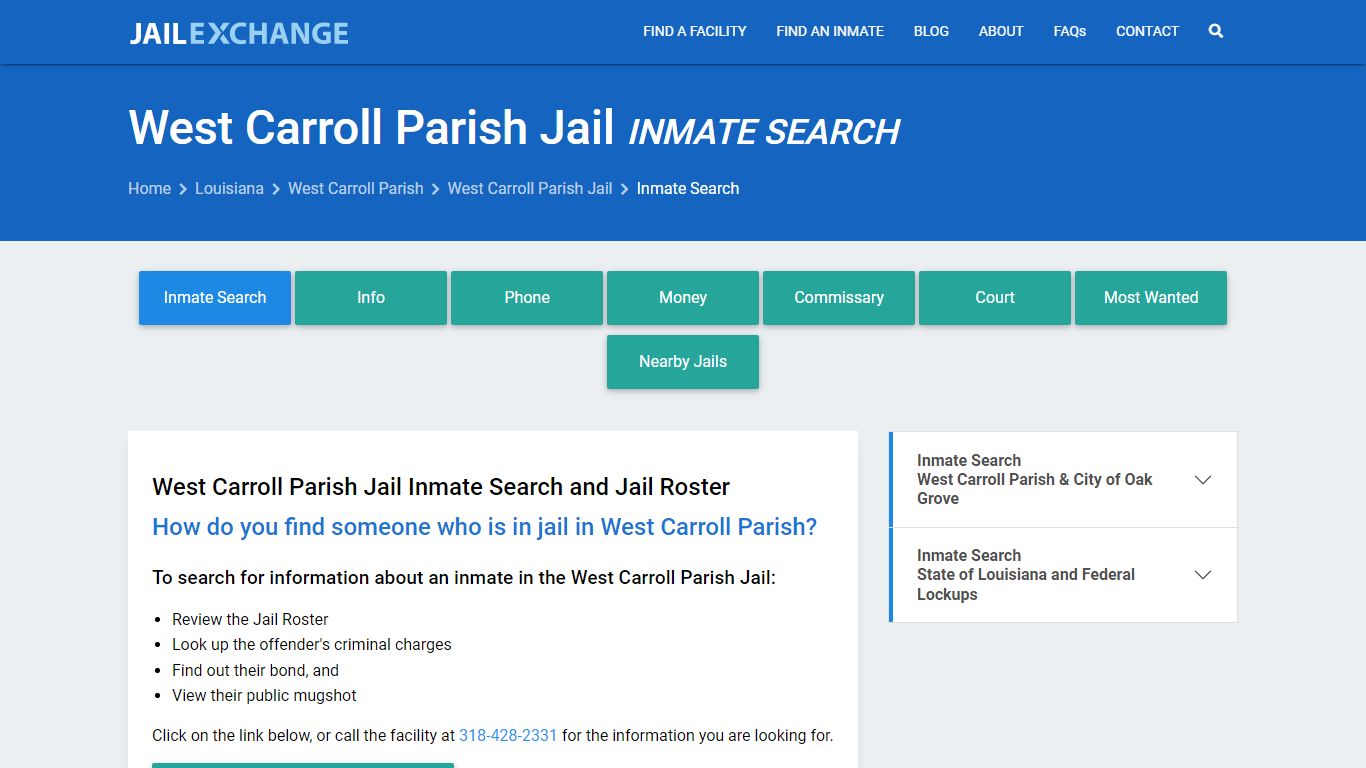 Inmate Search: Roster & Mugshots - West Carroll Parish Jail, LA