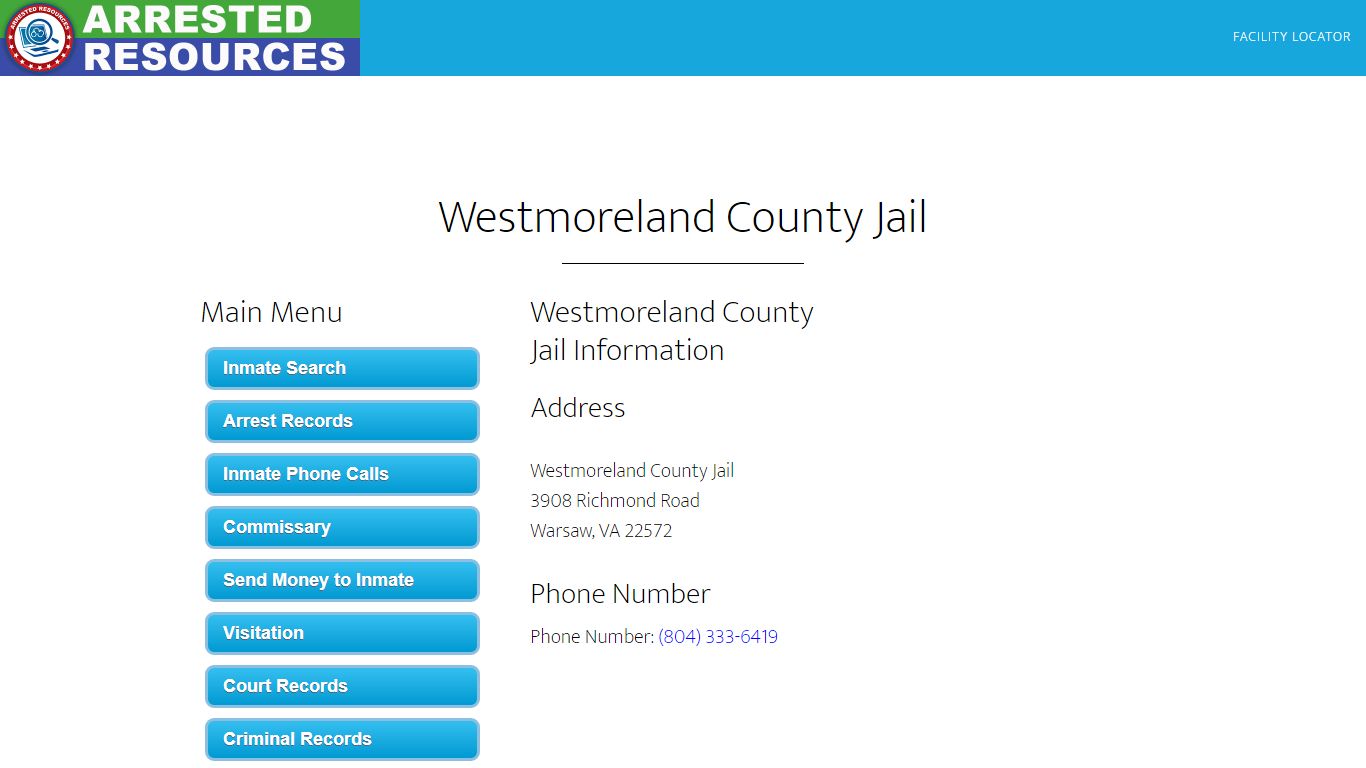 Westmoreland County Jail - Inmate Search - Warsaw, VA - Arrested Resources