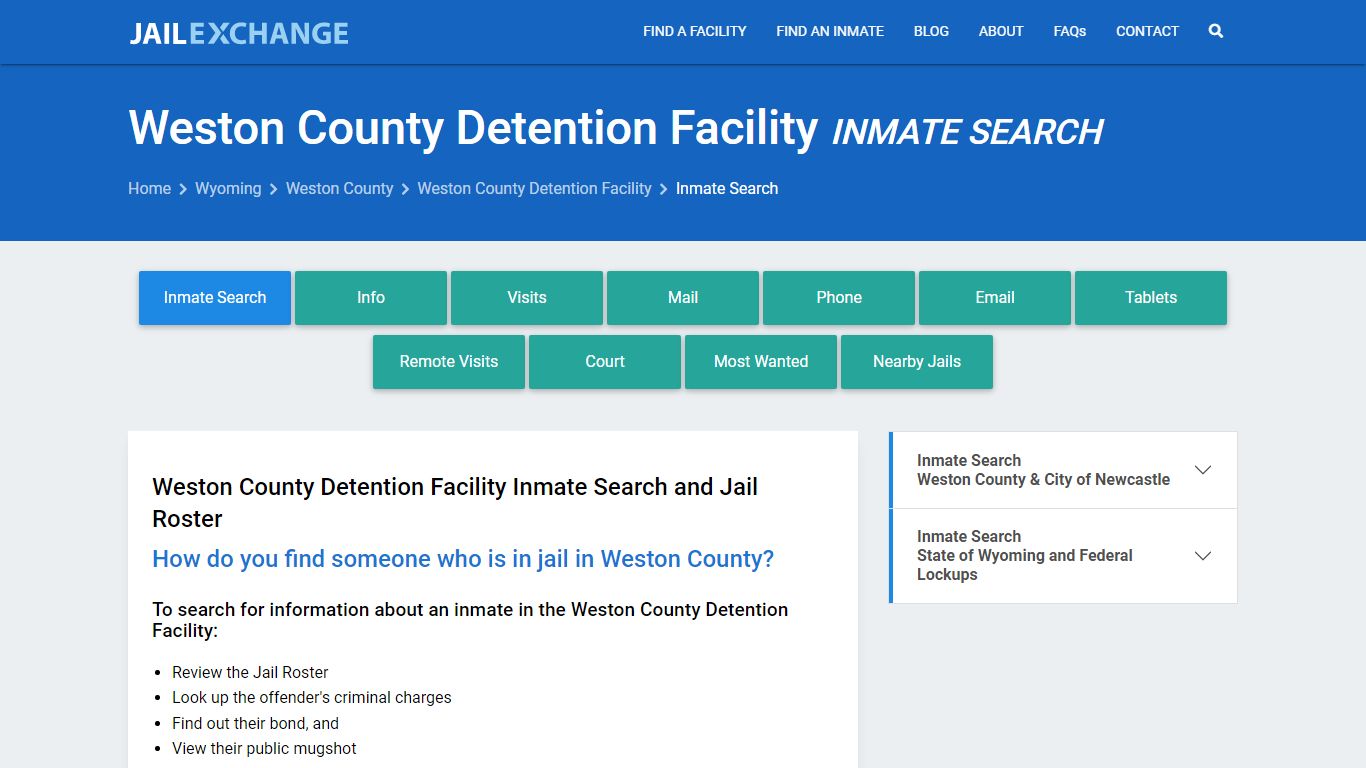 Weston County Detention Facility Inmate Search - Jail Exchange