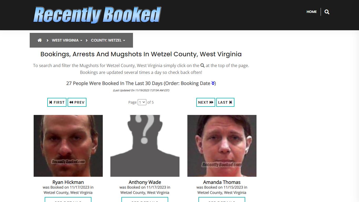 Bookings, Arrests and Mugshots in Wetzel County, West Virginia