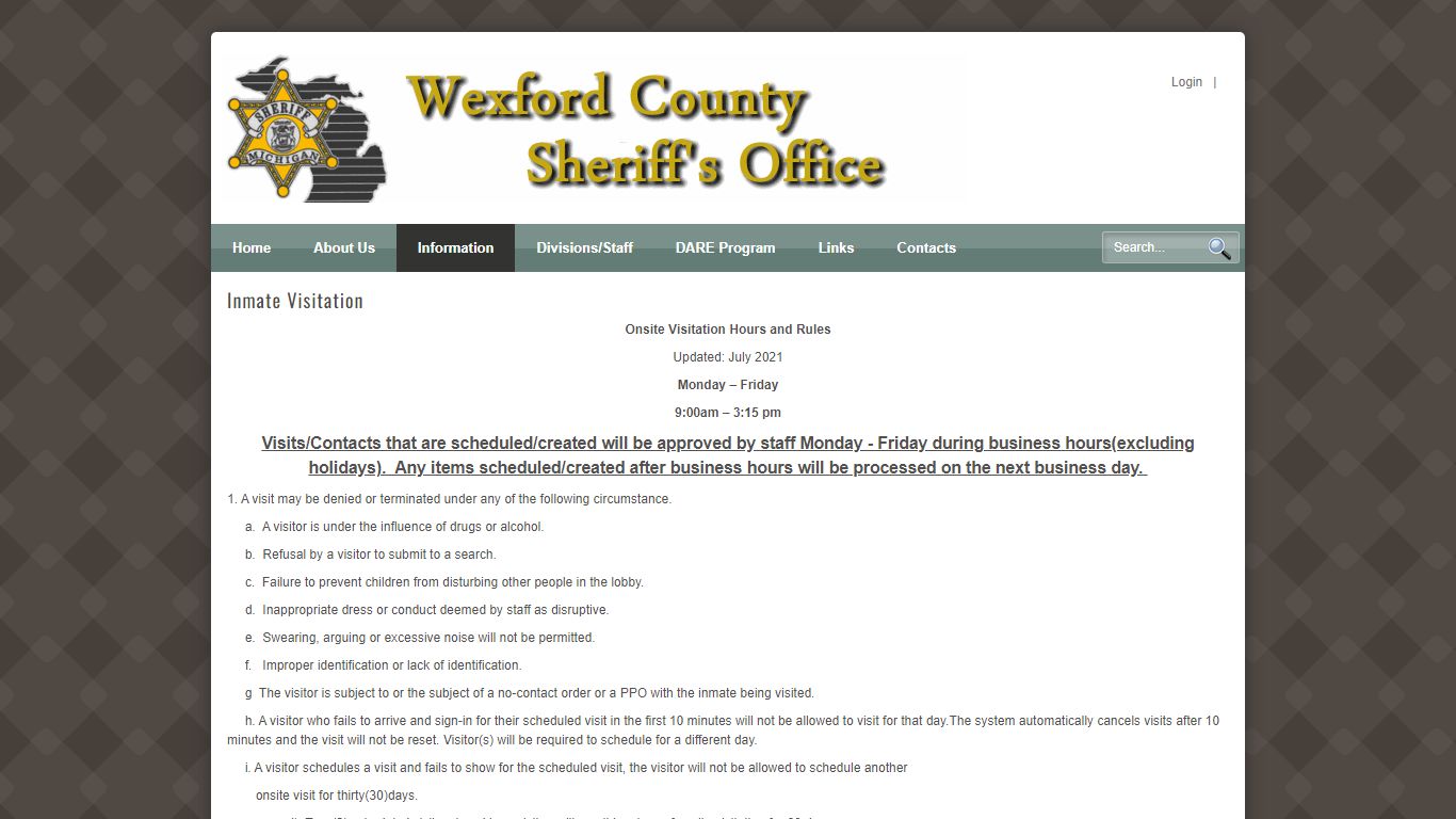 Wexford Sheriffs > Information > Jail