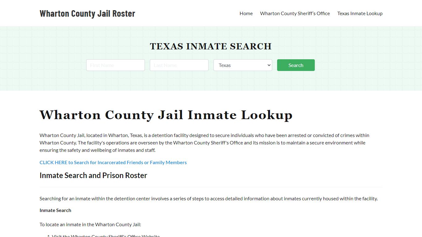 Wharton County Jail Roster Lookup, TX, Inmate Search