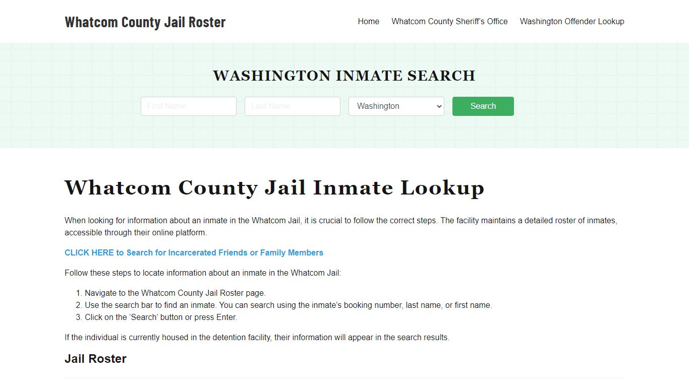 Whatcom County Jail Roster Lookup, WA, Inmate Search
