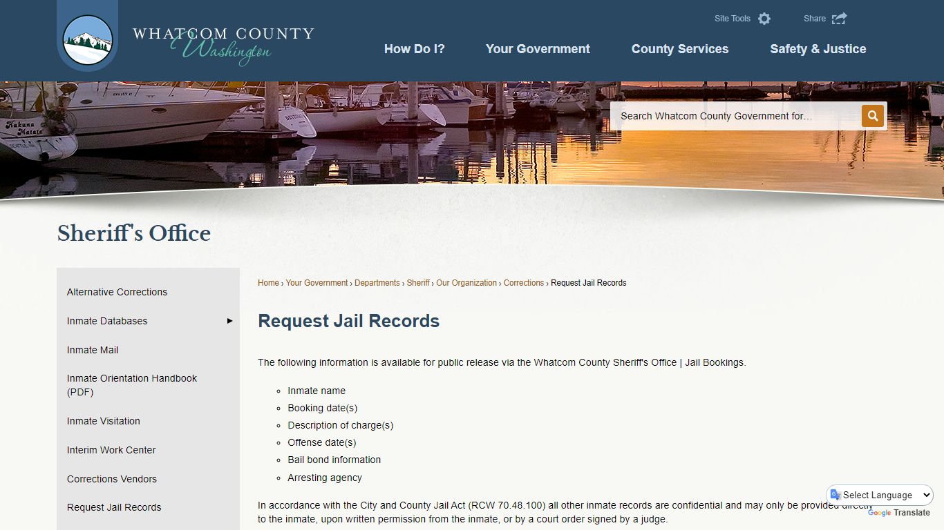 Request Jail Records | Whatcom County, WA - Official Website