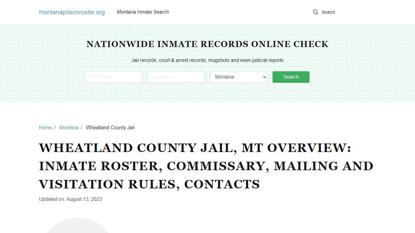Wheatland County Jail, MT: Offender Search, Visitation & Contact Info