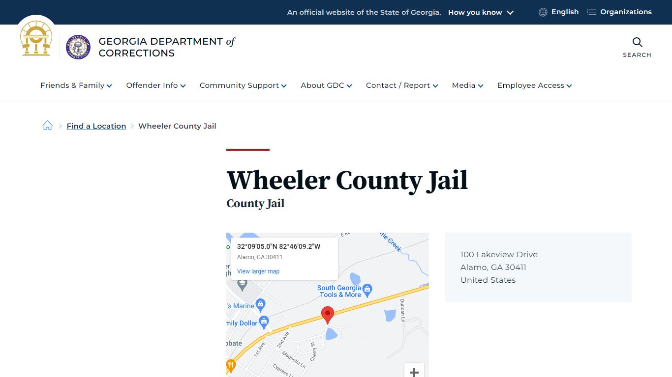 Wheeler County Jail | Georgia Department of Corrections