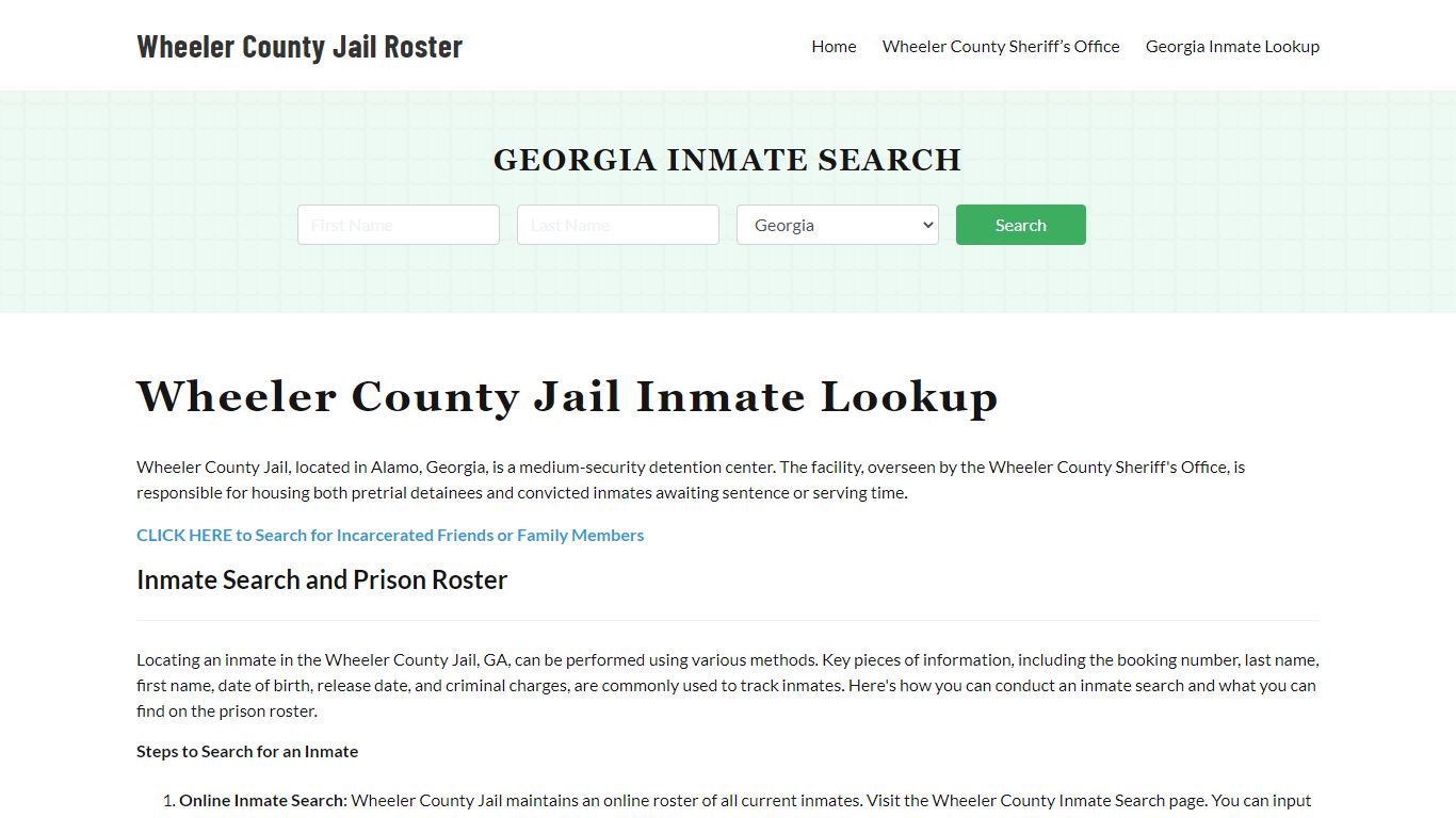 Wheeler County Jail Roster Lookup, GA, Inmate Search