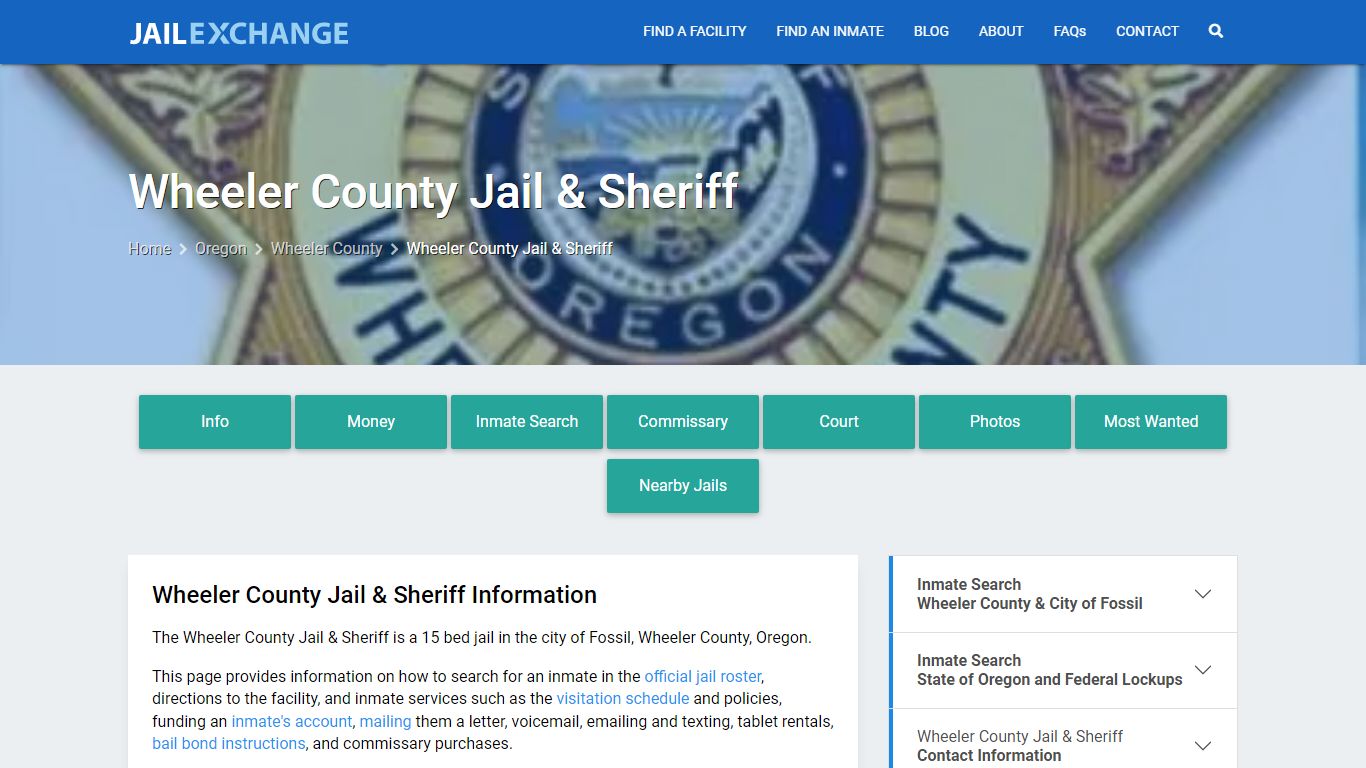 Wheeler County Jail & Sheriff, OR Inmate Search, Information