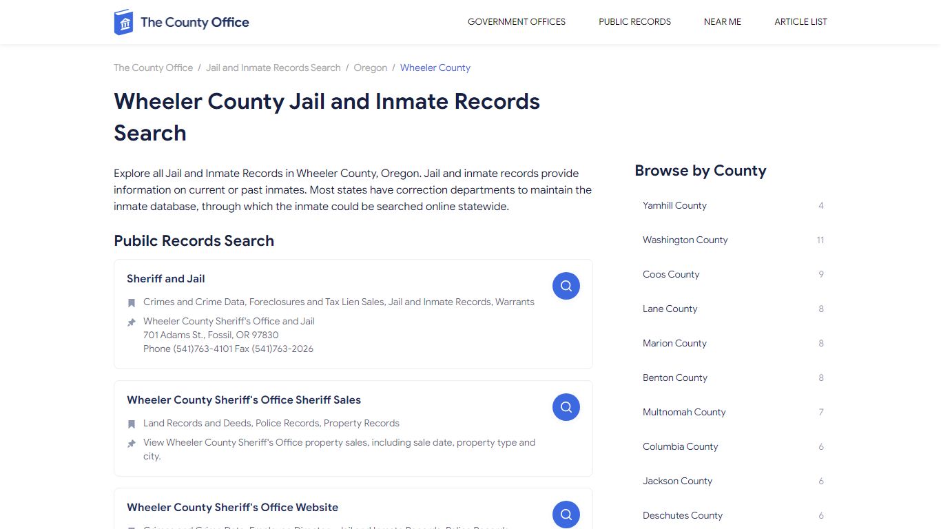 Wheeler County Jail and Inmate Records Search