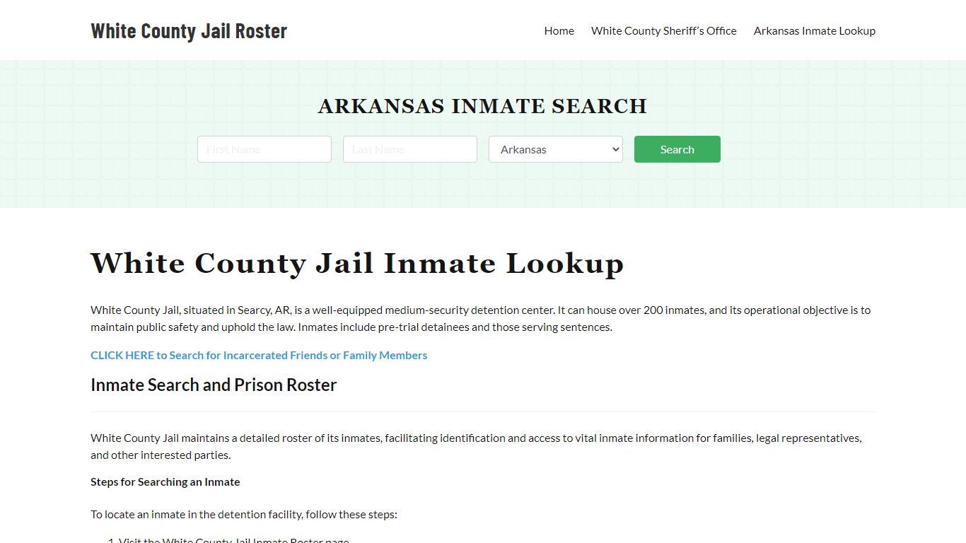 White County Jail Roster Lookup, AR, Inmate Search
