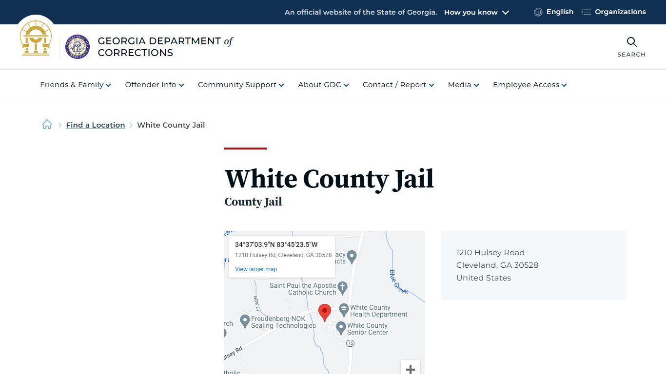 White County Jail | Georgia Department of Corrections
