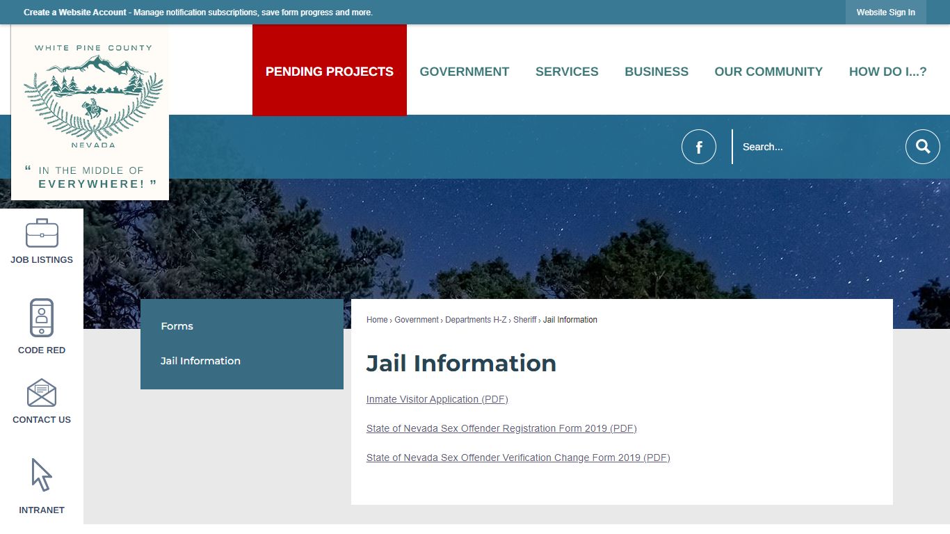 Jail Information | White Pine County, NV - Official Website