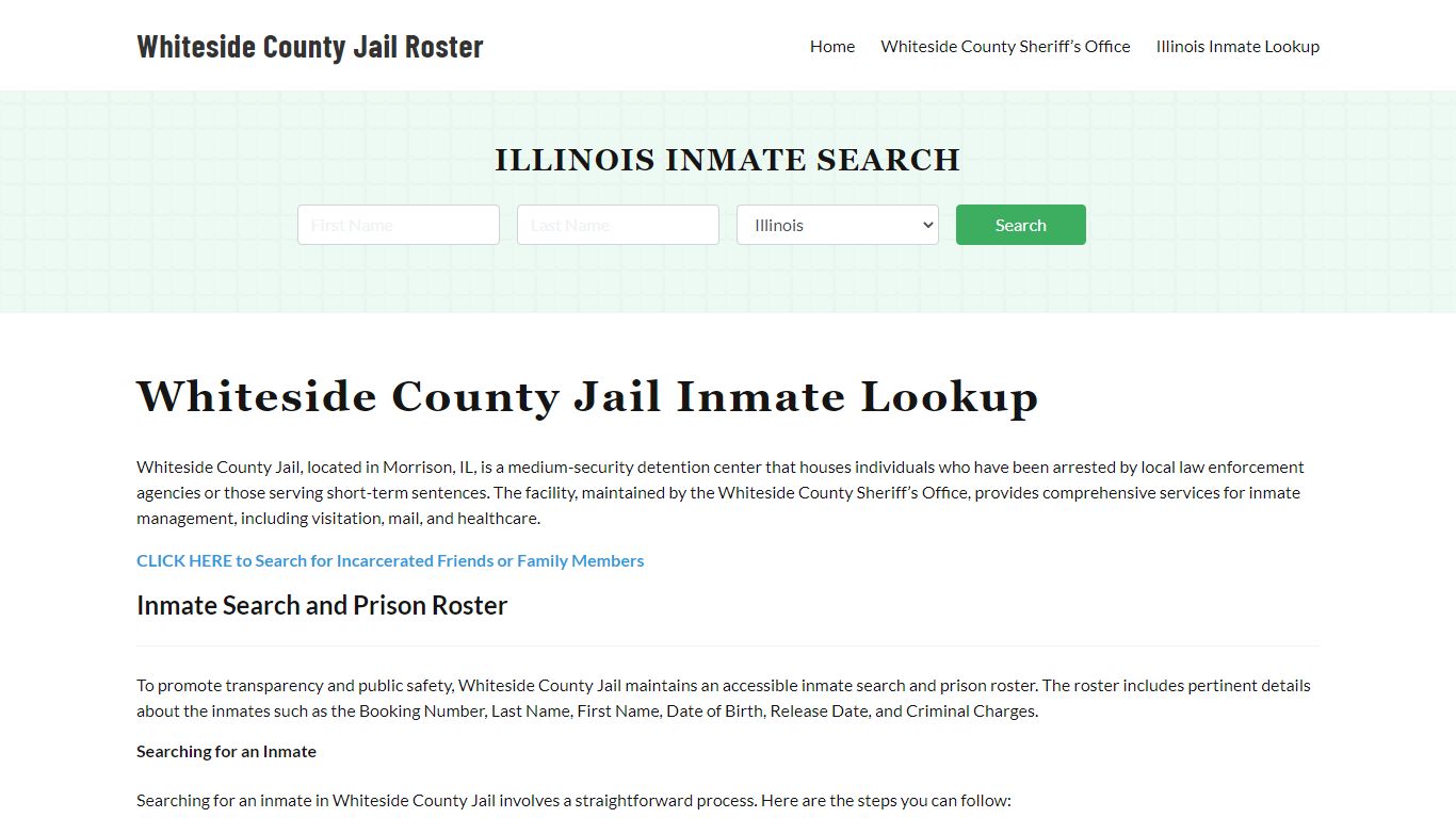 Whiteside County Jail Roster Lookup, IL, Inmate Search