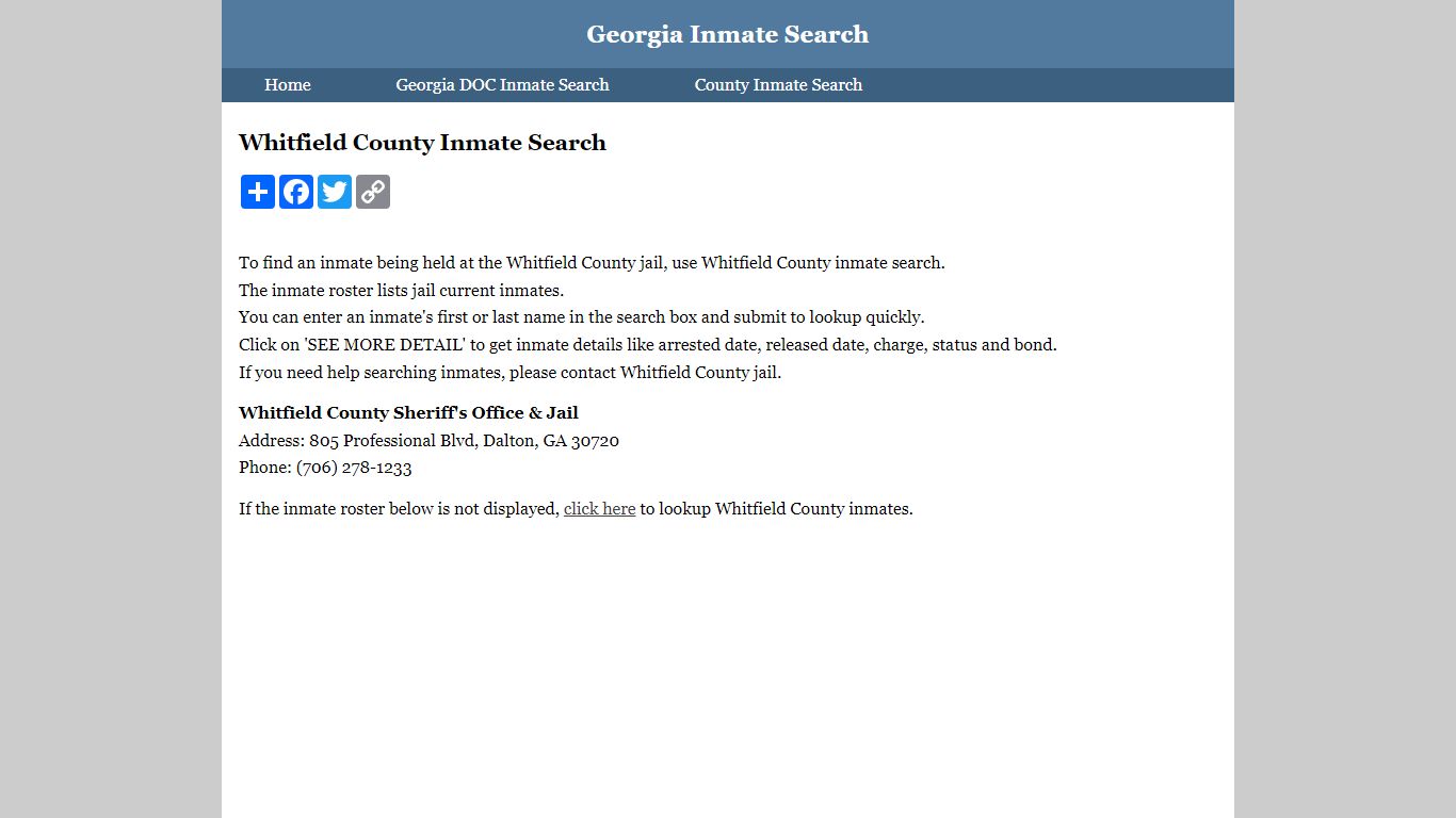 Whitfield County Inmate Search