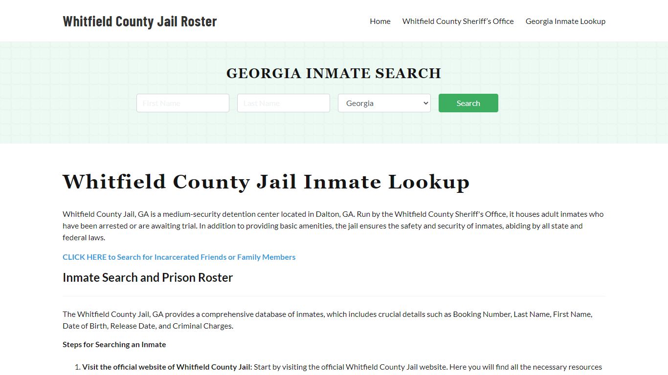 Whitfield County Jail Roster Lookup, GA, Inmate Search