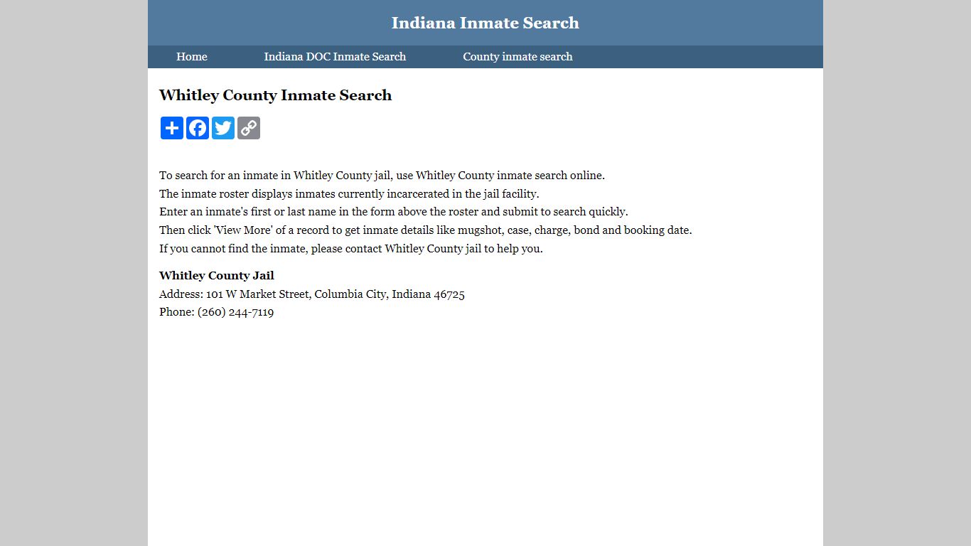 Whitley County Inmate Search