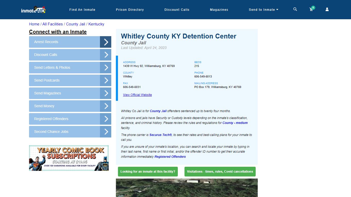 Whitley County KY Detention Center - Inmate Locator - Williamsburg, KY
