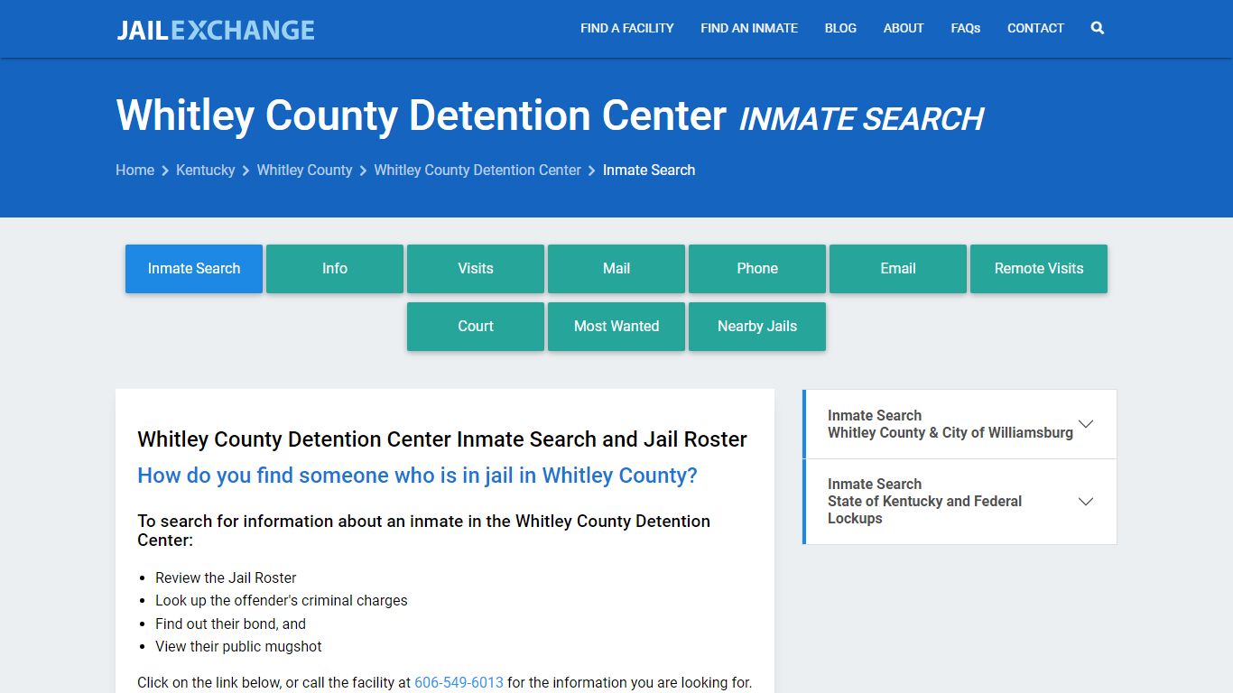 Whitley County Detention Center Inmate Search - Jail Exchange