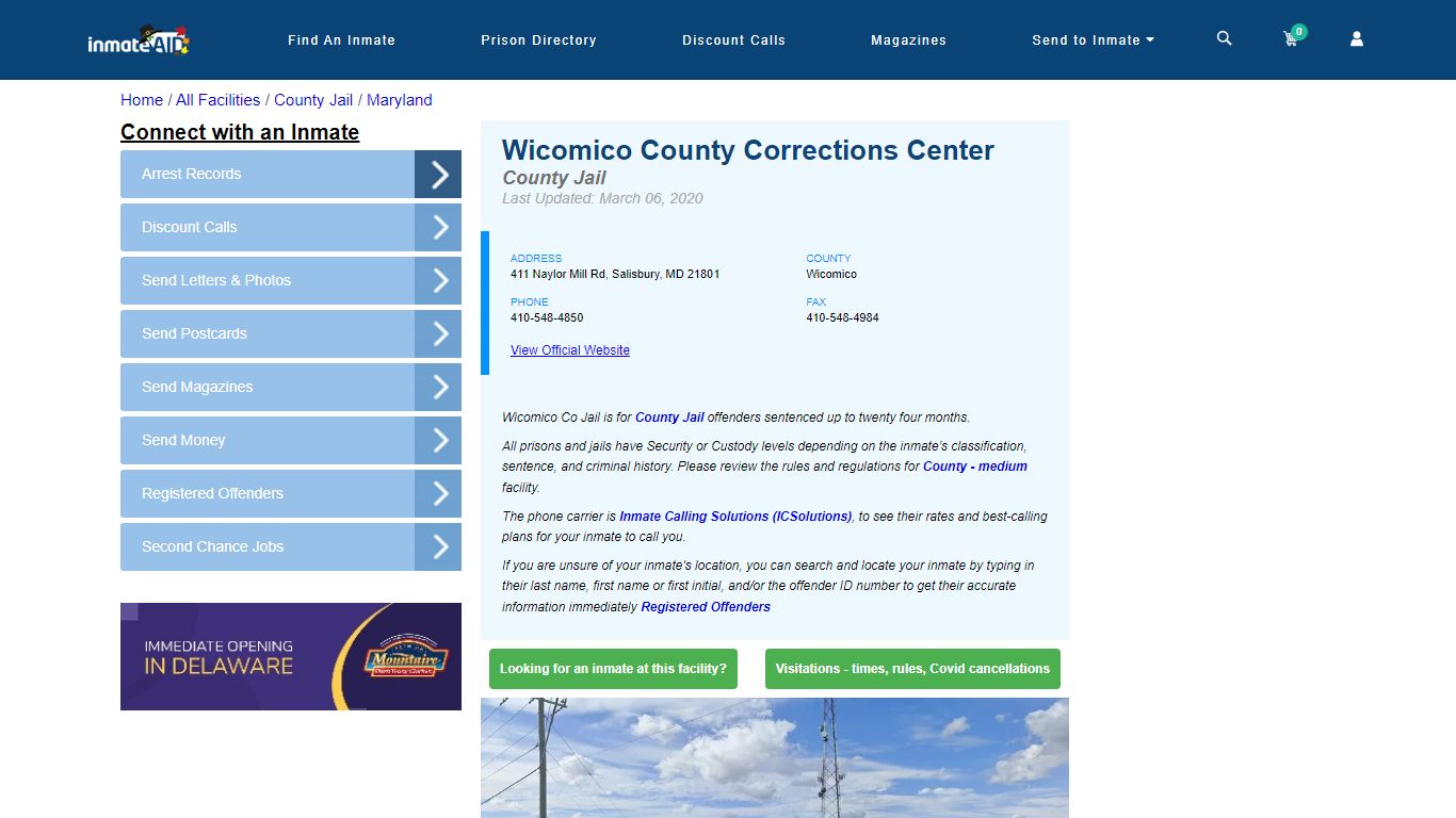 Wicomico County Corrections Center - Inmate Locator - Salisbury, MD