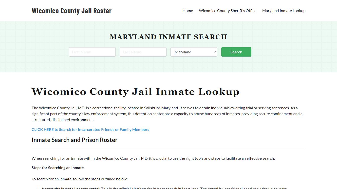 Wicomico County Jail Roster Lookup, MD, Inmate Search