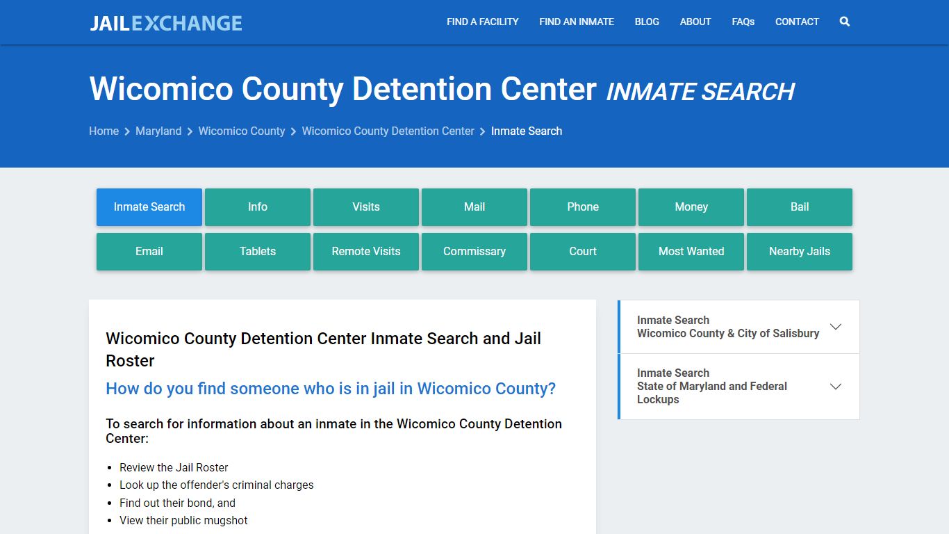 Wicomico County Detention Center Inmate Search - Jail Exchange
