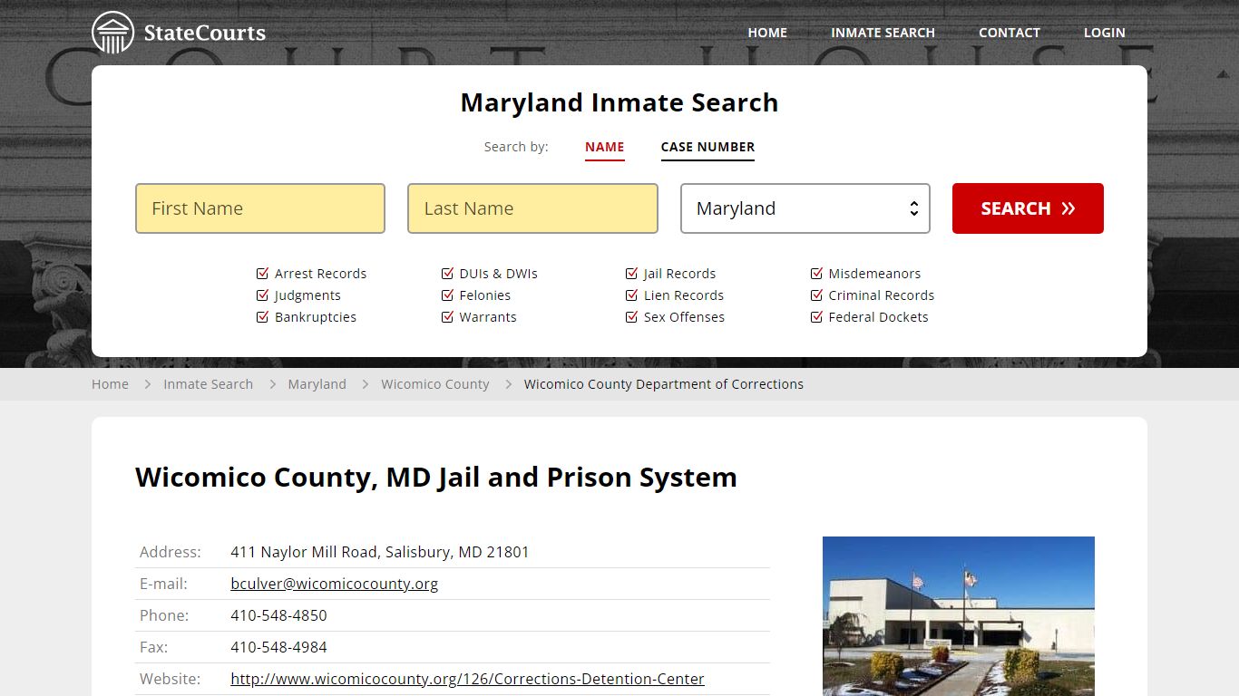 Wicomico County Department of Corrections Inmate Records Search ...