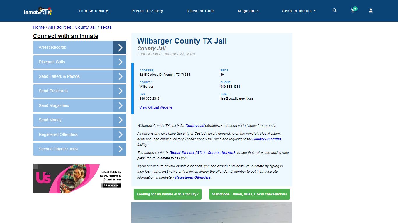 Wilbarger County TX Jail - Inmate Locator - Vernon, TX
