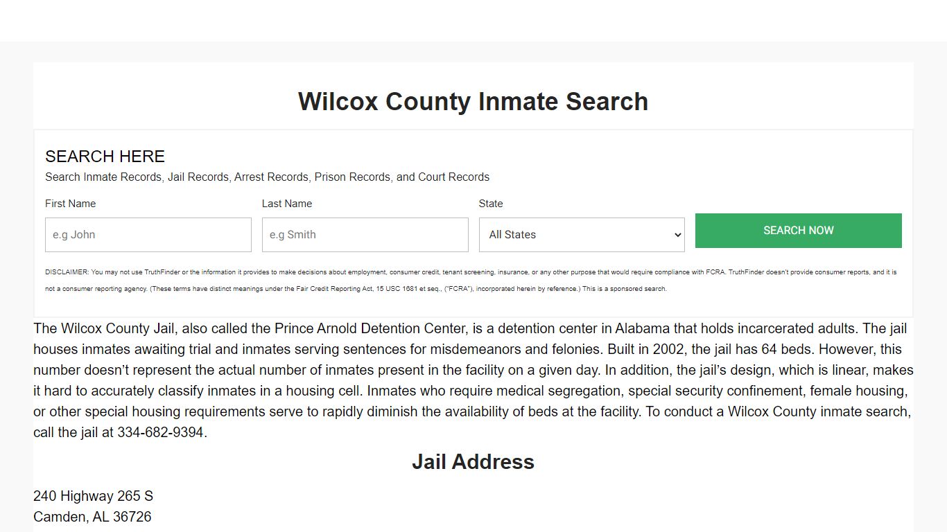 Wilcox County Inmate Search