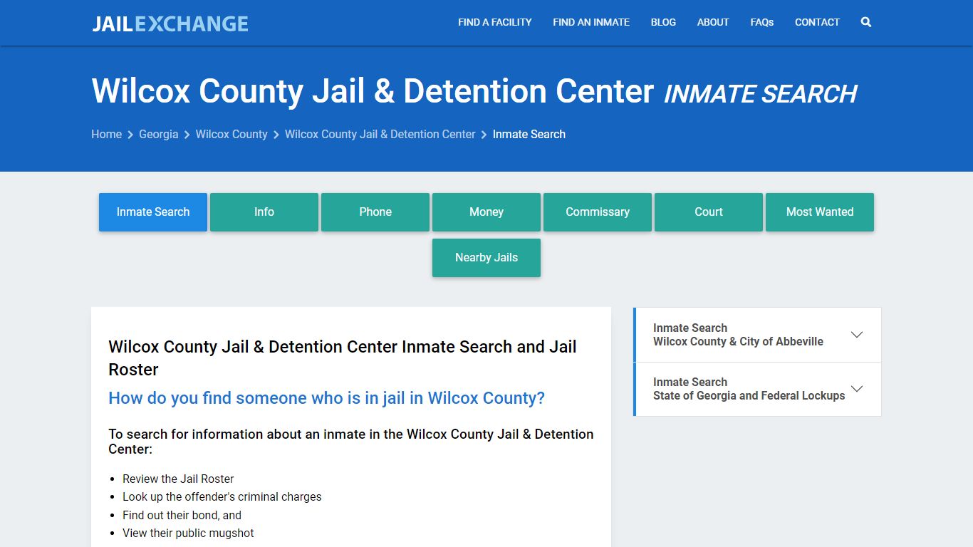 Wilcox County Jail & Detention Center Inmate Search