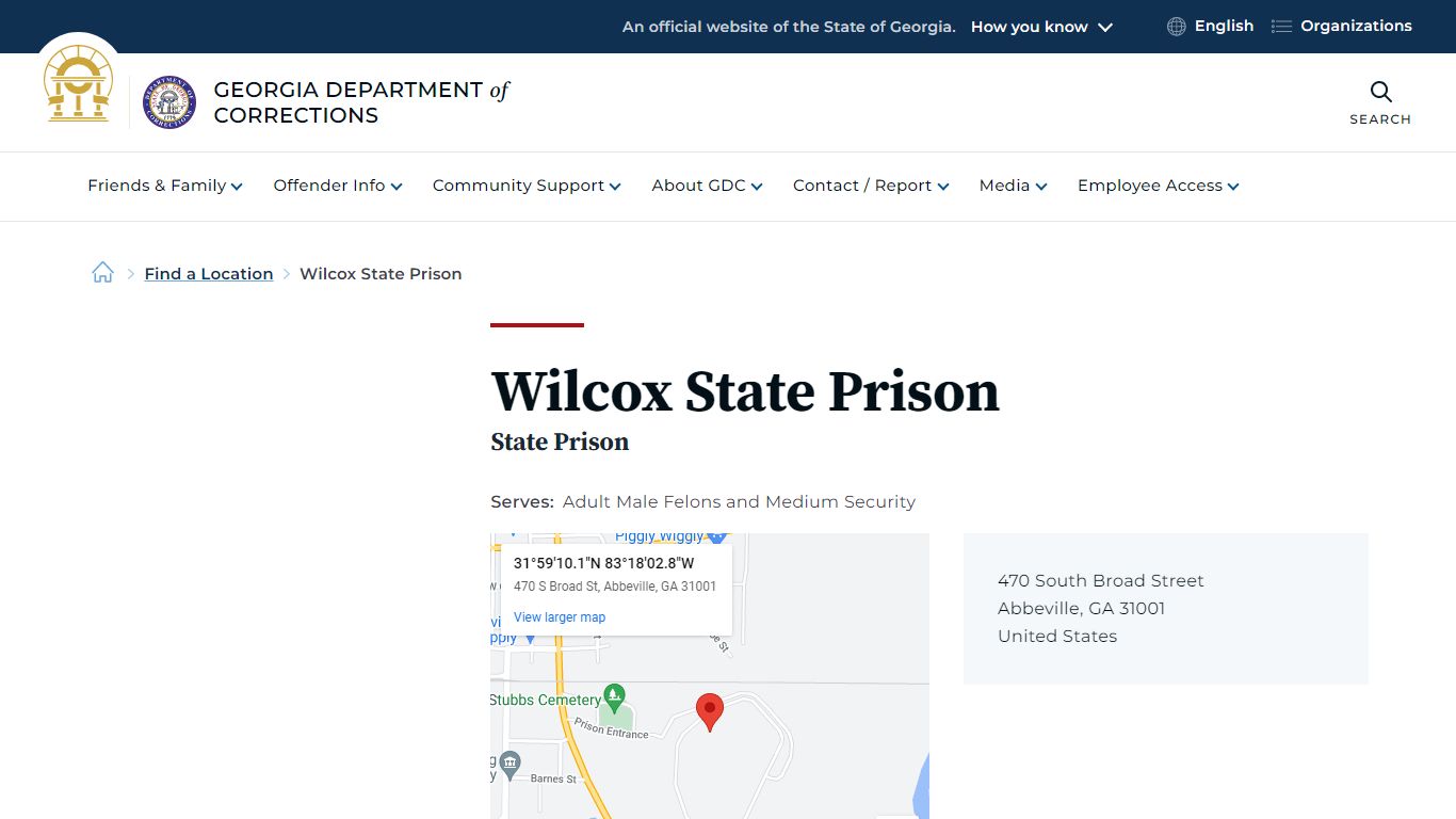 Wilcox State Prison | Georgia Department of Corrections
