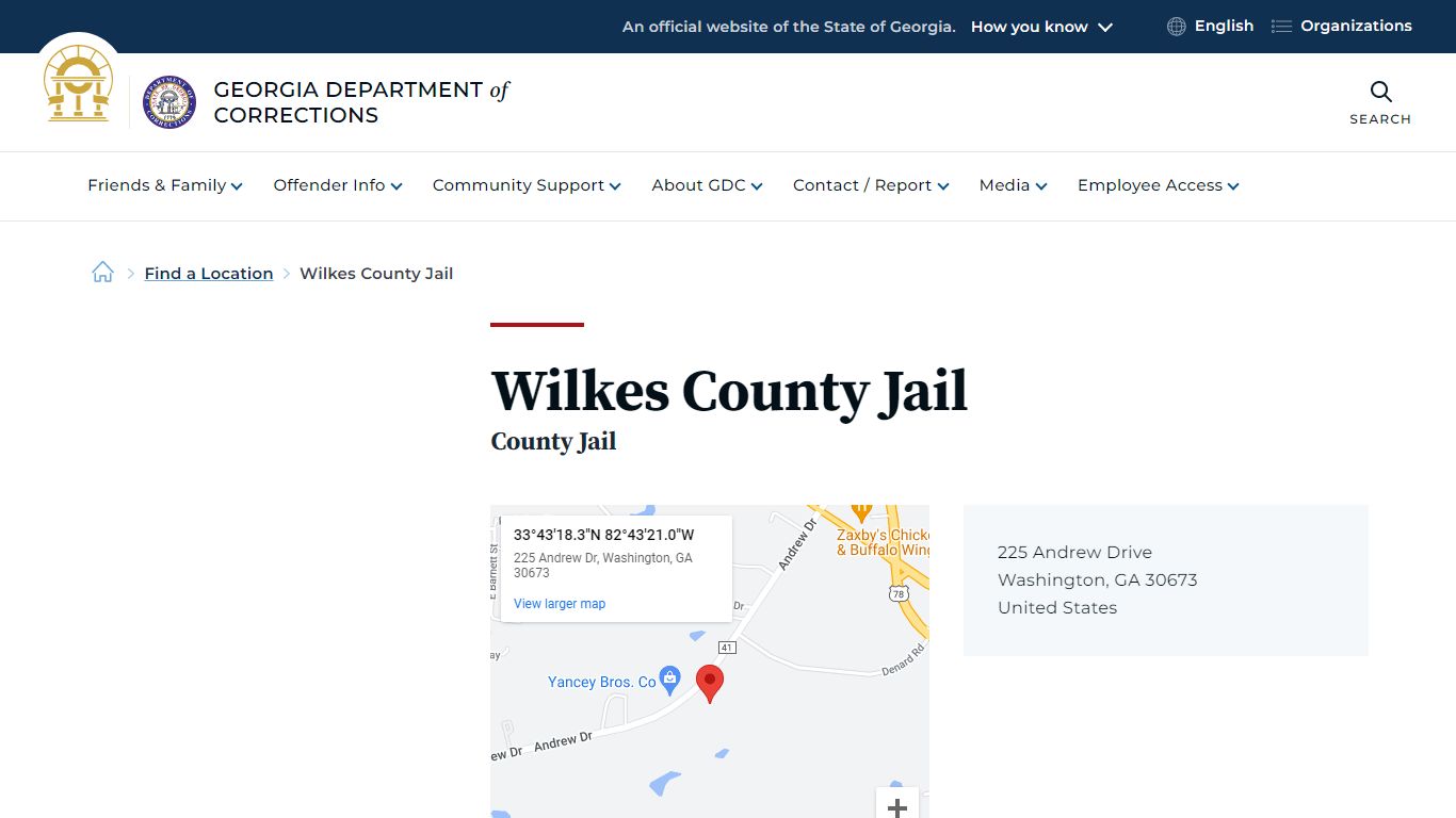 Wilkes County Jail | Georgia Department of Corrections