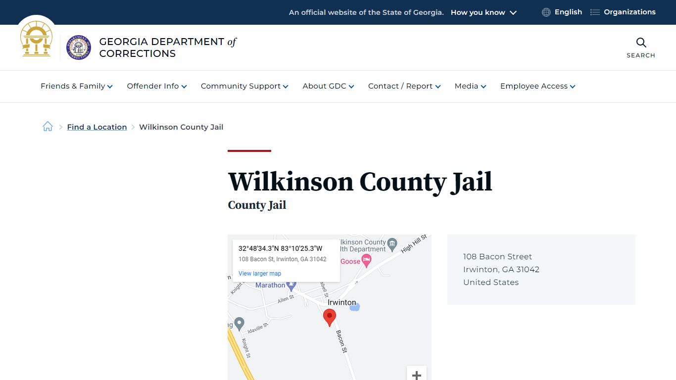 Wilkinson County Jail | Georgia Department of Corrections