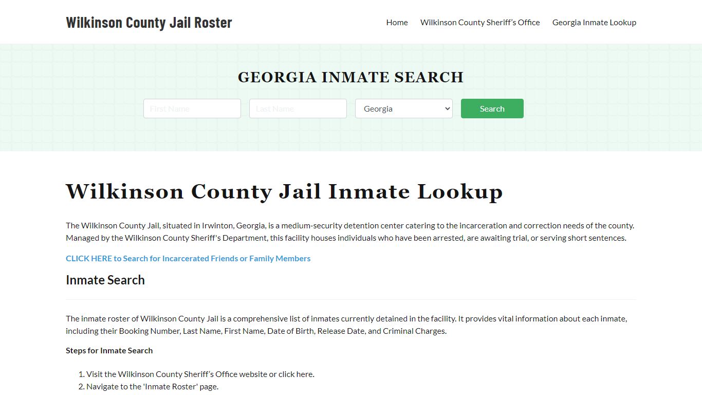 Wilkinson County Jail Roster Lookup, GA, Inmate Search
