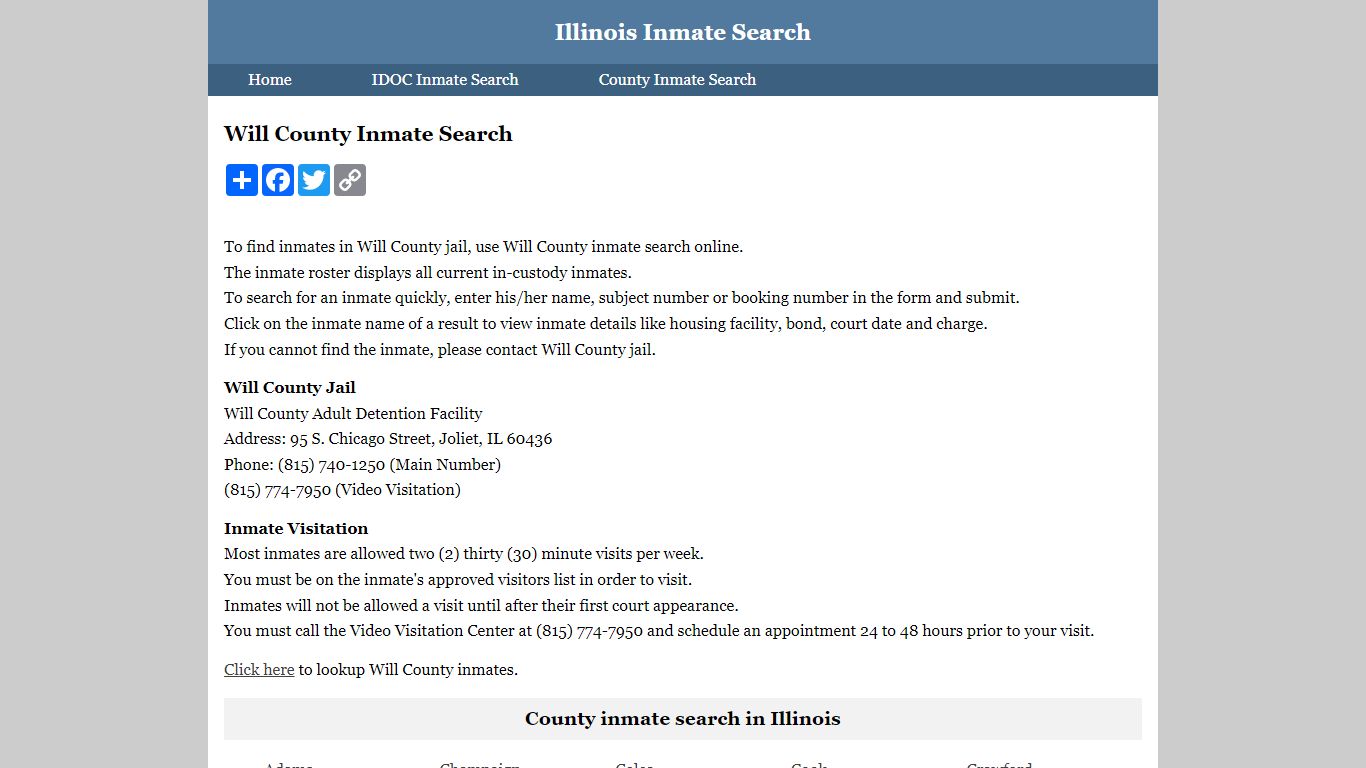 Will County Inmate Search