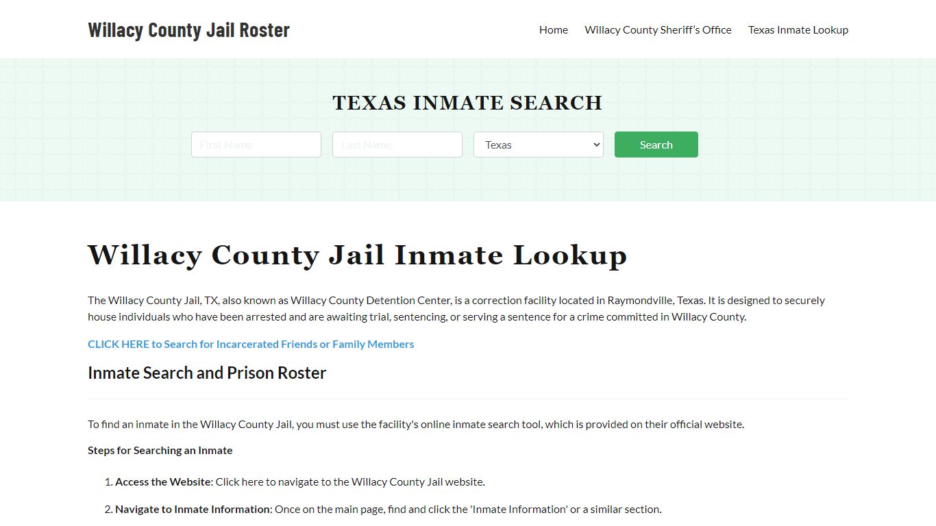 Willacy County Jail Roster Lookup, TX, Inmate Search