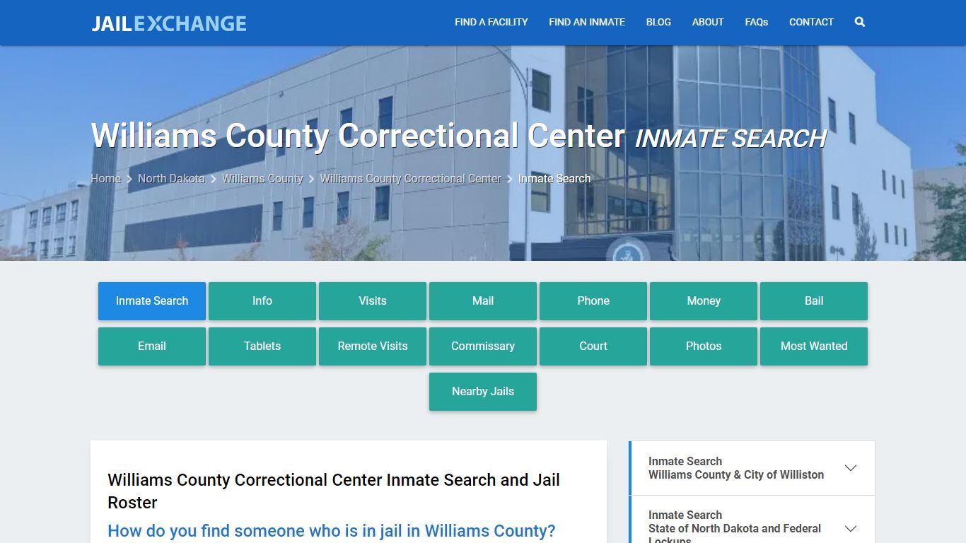 Williams County Correctional Center Inmate Search - Jail Exchange