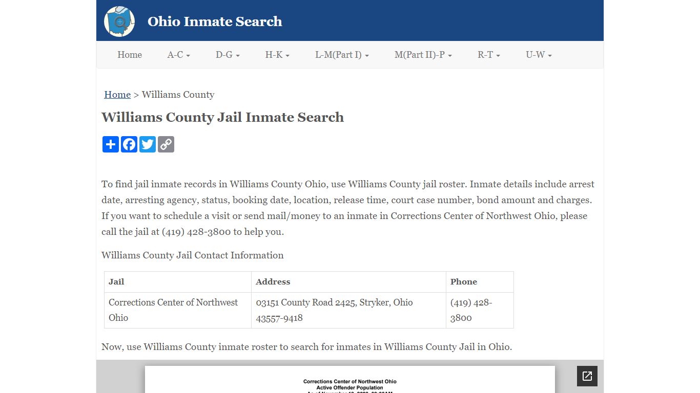 Williams County Jail Inmate Search