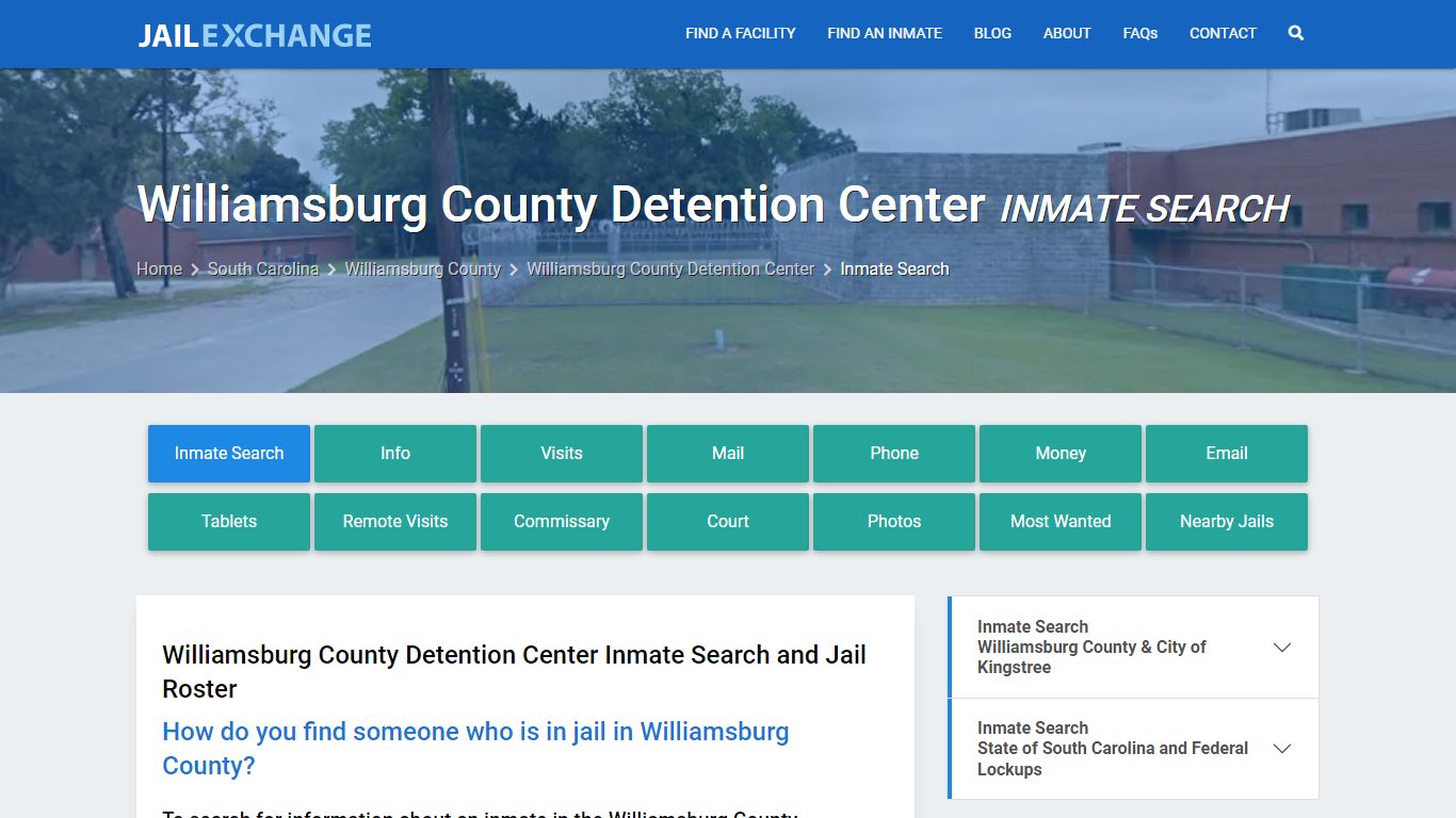 Williamsburg County Detention Center Inmate Search - Jail Exchange