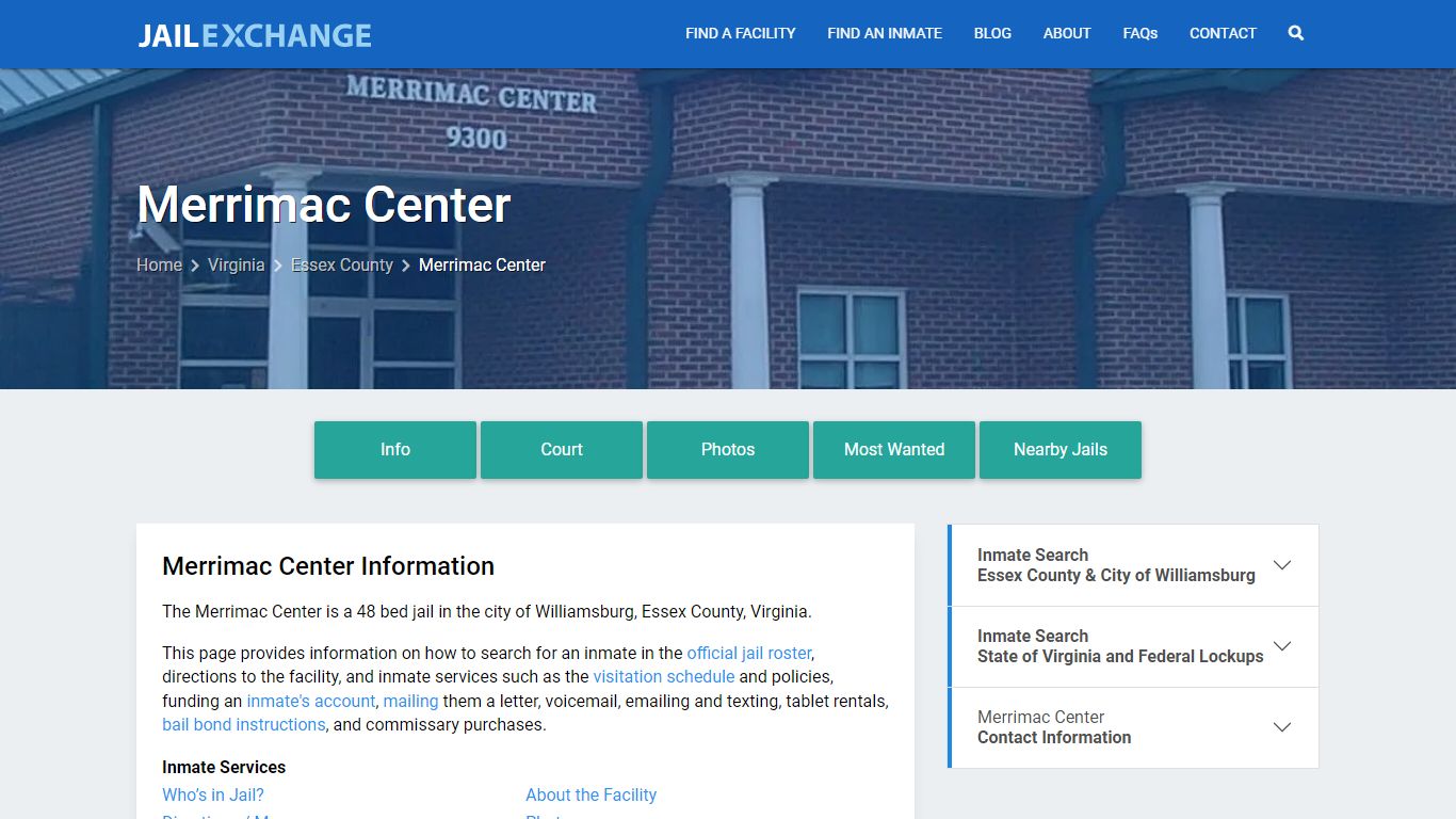 Merrimac Center, VA Inmate Search, Information - Jail Exchange